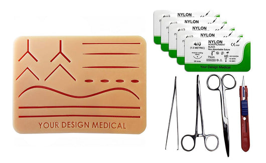 Large 3-Layer Suture Pad w/ Wounds Suturing Practice Kit Suturing Practice  Kit -- with driver, pickup, scissor, blade & 5 sutures