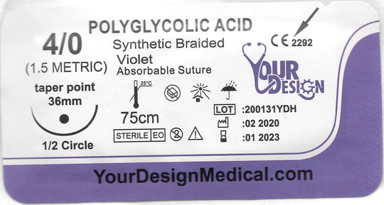 FIRE SALE 3-0 and 4-0 PGA Suture (comparable to Vicryl) -- Pack of 12
